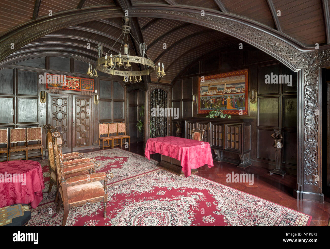 Lwówek Slaski, Löwenberg in Schlesien, Rathaus, Anbau 1903-1905 von Hans Poelzig erbaut, Hochzeitszimmer mit Ausstattung von Poelzig und Studenten der Stock Photo
