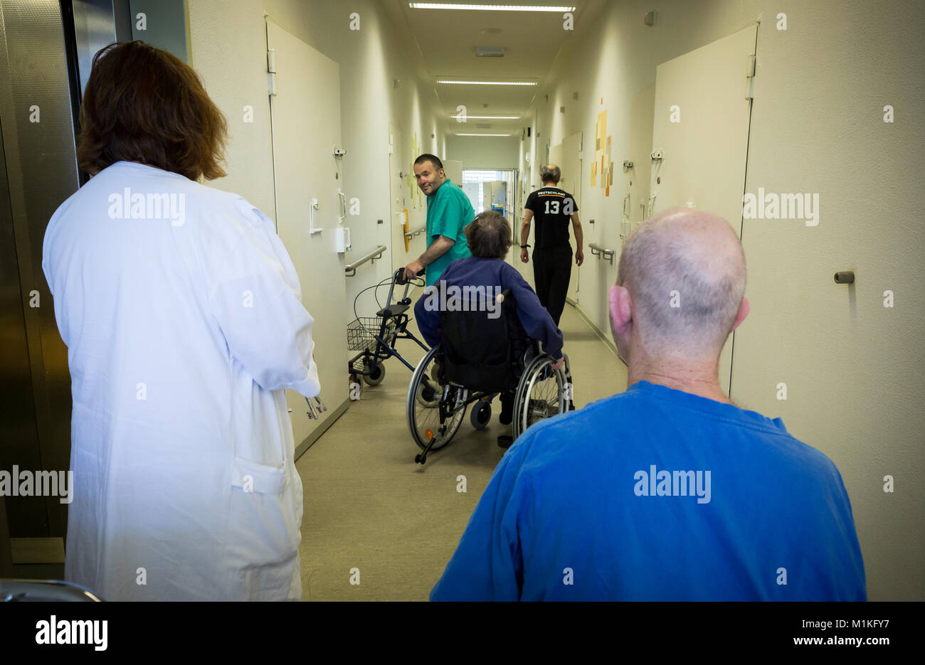 In the care department of the senior prison in Hövelhof the prisoners are looked after behind bars. Stock Photo