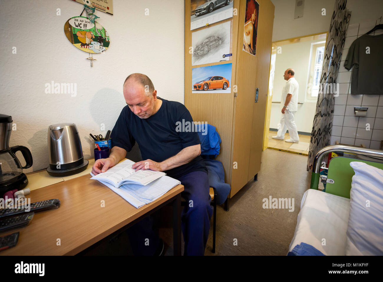 In the care department of the senior prison in Hövelhof the prisoners are looked after behind bars. Stock Photo