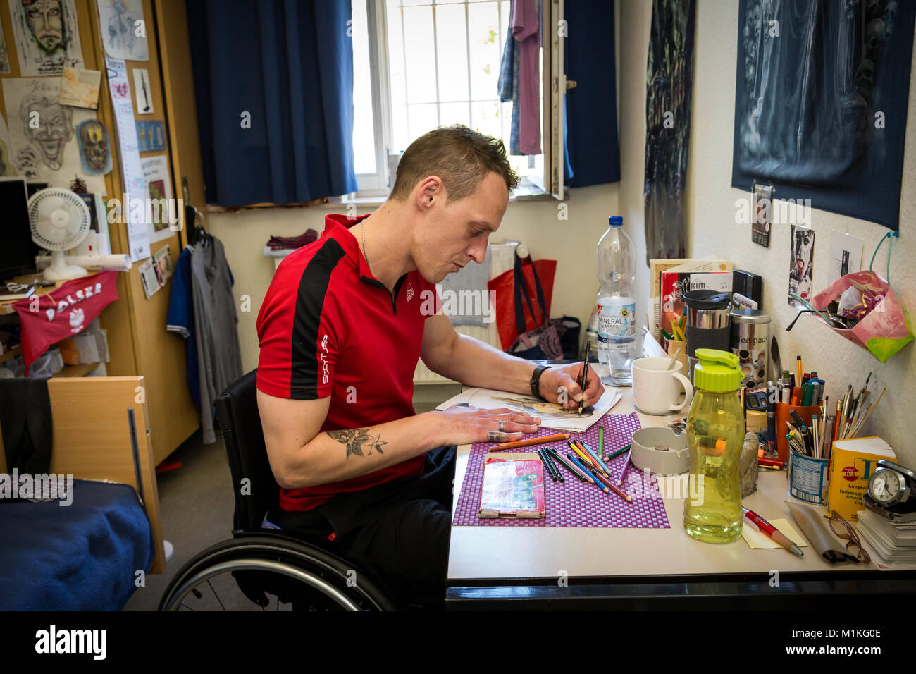 In the care department of the senior prison in Hövelhof the prisoners are looked after behind bars. Stock Photo