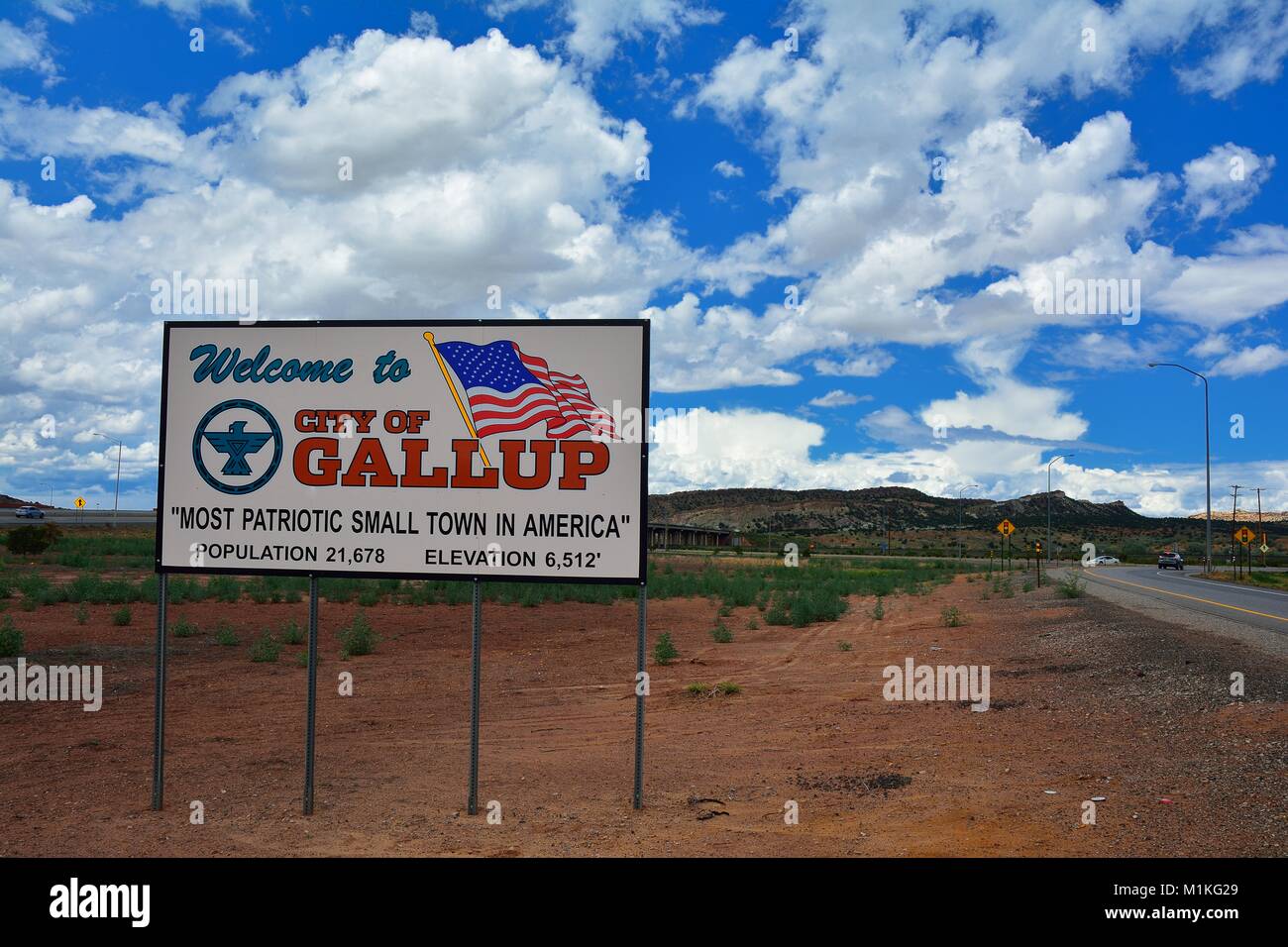 GALLUP, NEW MEXICO JULY 22 sign to Gallup, most patriotic