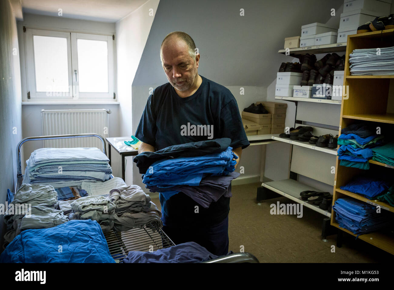 In the care department of the senior prison in Hövelhof the prisoners are looked after behind bars. Stock Photo