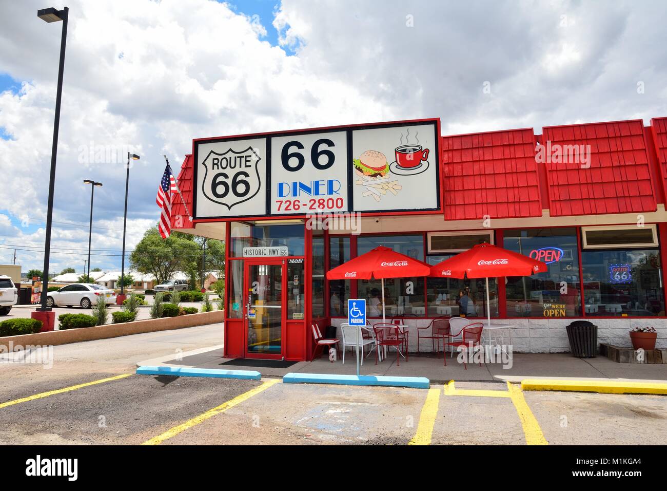 GALLUP, NEW MEXICO - JULY 22: Legendary Route 66 Diner is a classic on historic highway Route 66 on July 22, 2017 in Gallup, New Mexico Stock Photo