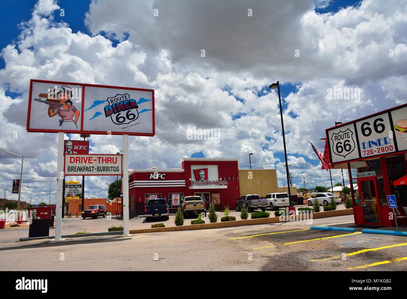 GALLUP, NEW MEXICO - JULY 22: Legendary Route 66 Diner is a classic on historic highway Route 66 on July 22, 2017 in Gallup, New Mexico Stock Photo