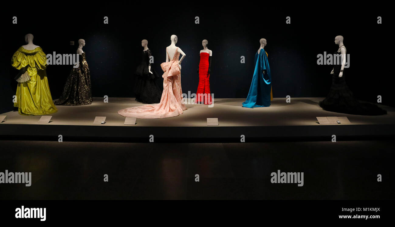 Houston, USA. 30th Jan, 2018. The formal gowns designed by fashion
