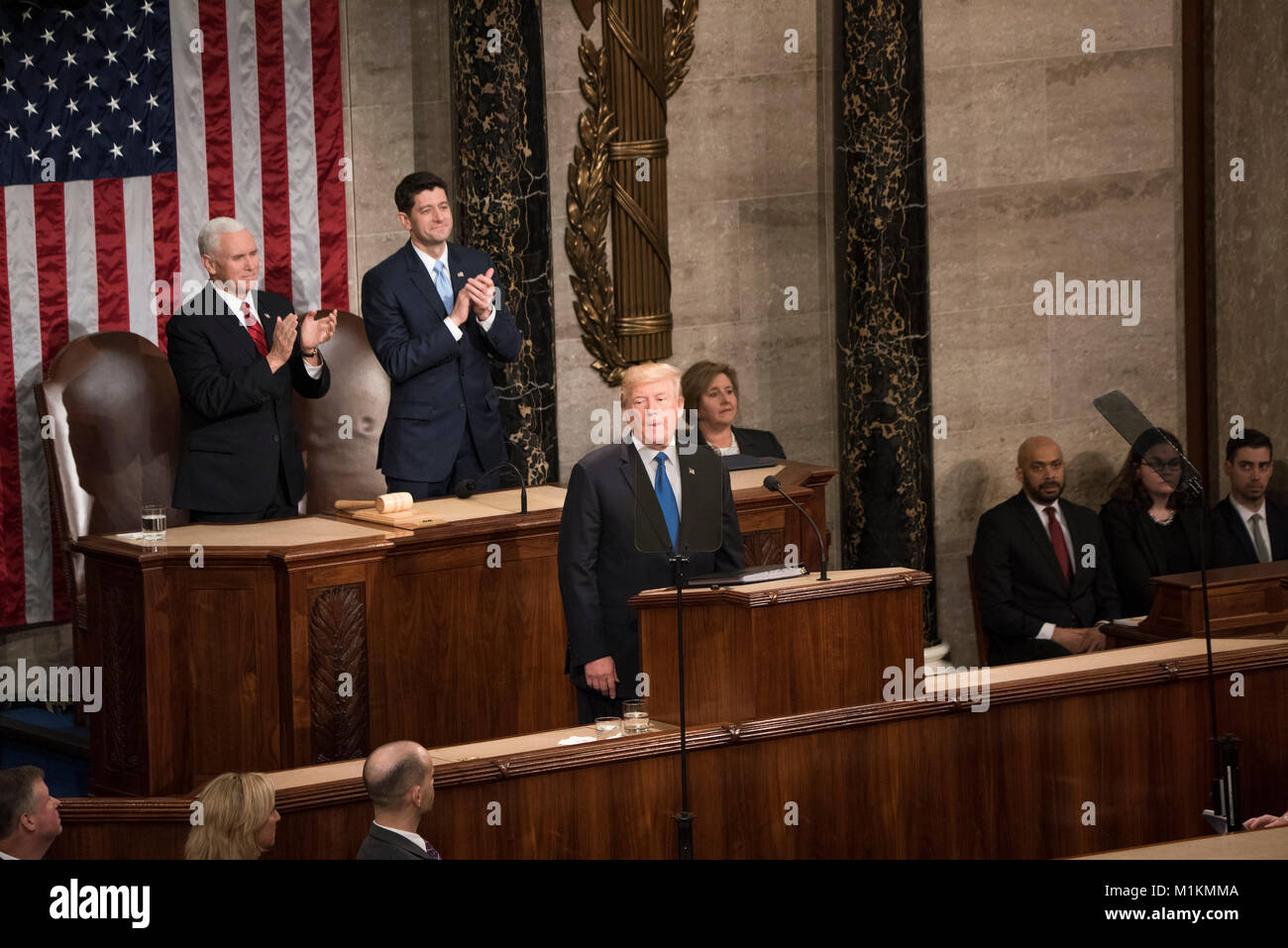 Washington, DC January 30, 2018, USA:President Donald J Trump gives his first State of the Union to both Houses of Congress in Washington DC. Patsy Lynch/MediaPunch Stock Photo