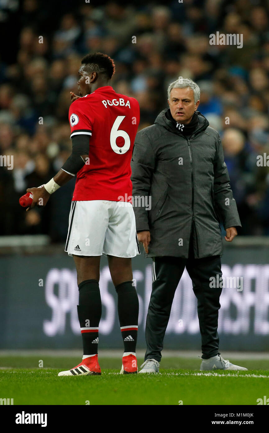 Stock Photo London Uk 31st January 2018 Paul Pogba Of Manchester United And Jose 173157899