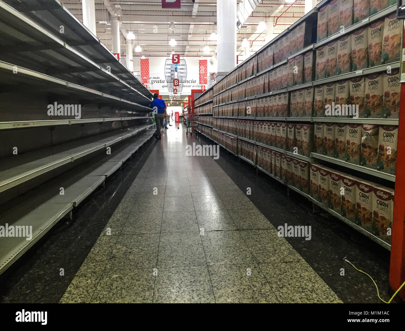 Caracas, Miranda, Venezuela. 31st Jan, 2018. Empty shelves seen at a