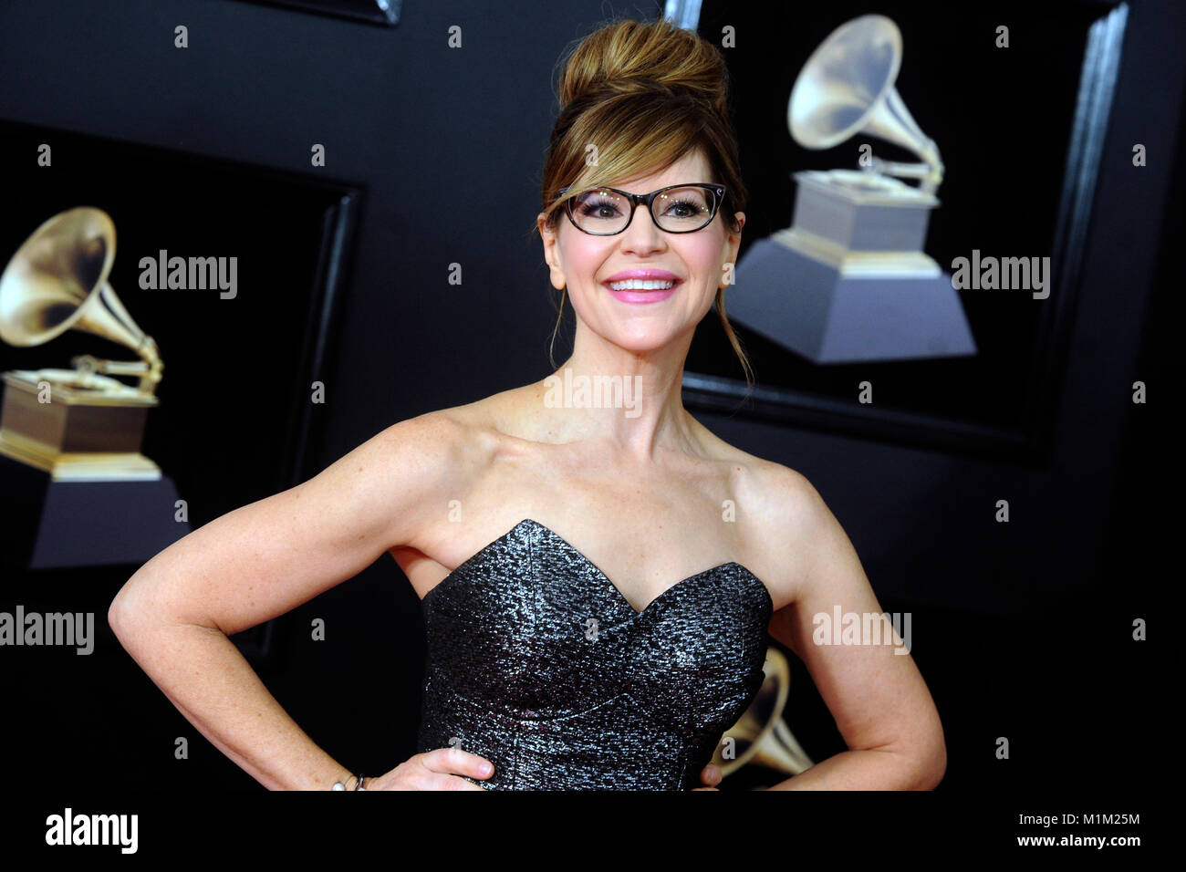 Lisa Loeb attends the 60th Annual Grammy Awards 2018 at Madison Square Garden on January 28, 2018 in New York City. Stock Photo