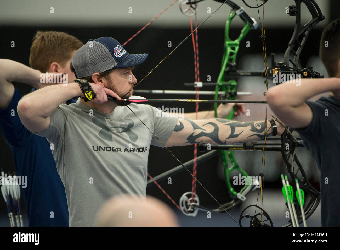 Navy veteran, J. Garrett Newman, competes in the bowhunter category at the 2018 Lancaster