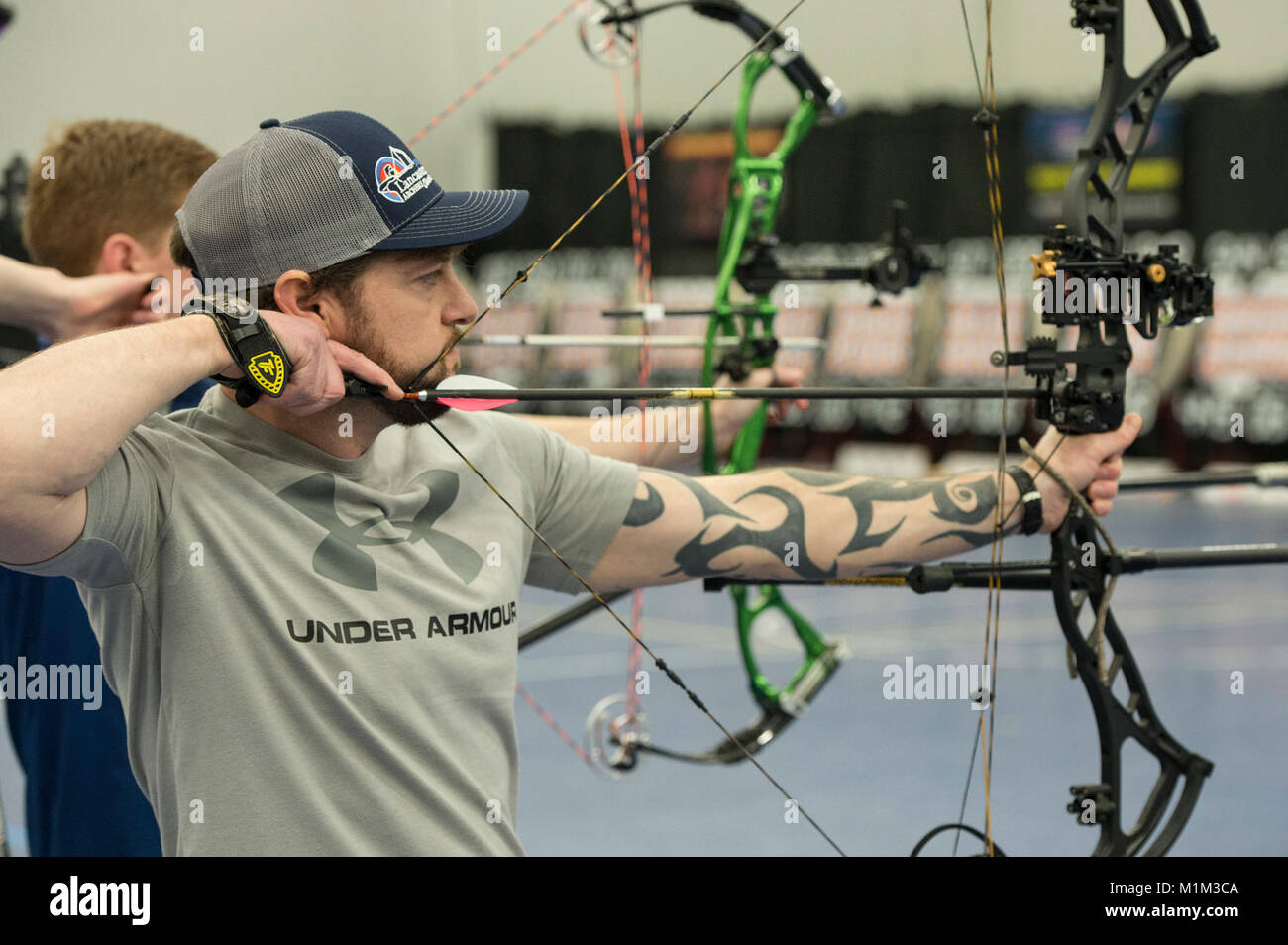 Navy veteran, J. Garrett Newman, competes in the bowhunter category at the 2018 Lancaster
