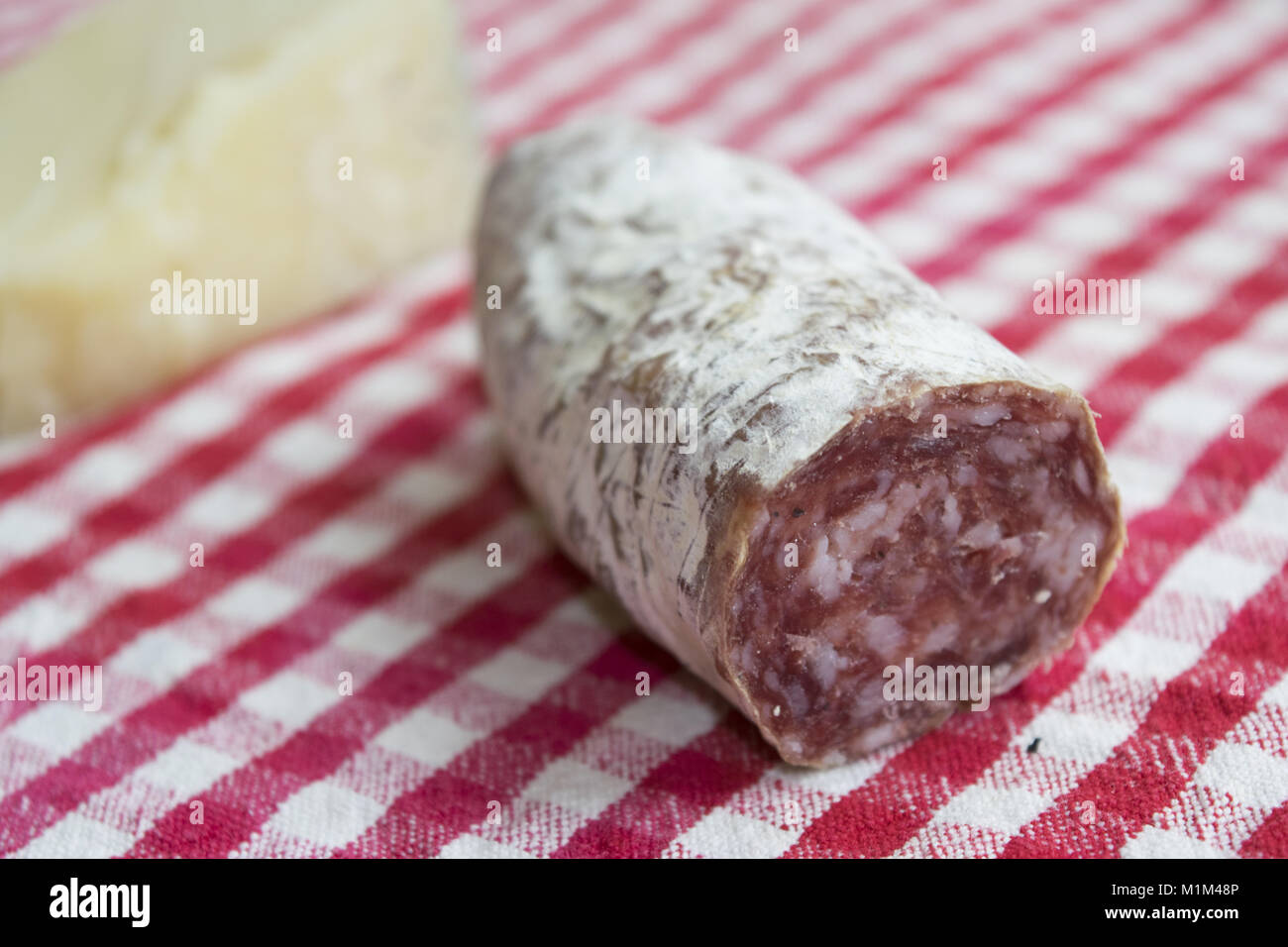 piece of horseshoeshaped salami called milan salami Stock Photo Alamy