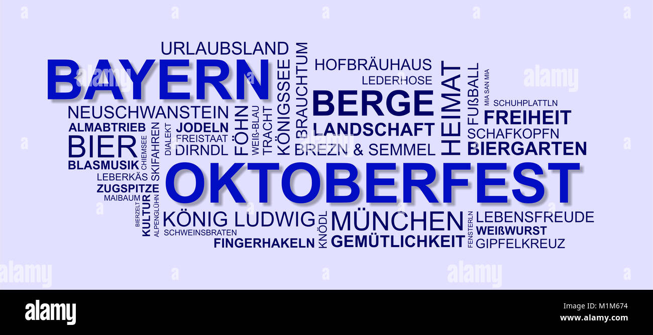 Wortwolke für Oktoberfest in München, Bayern Stock Photo