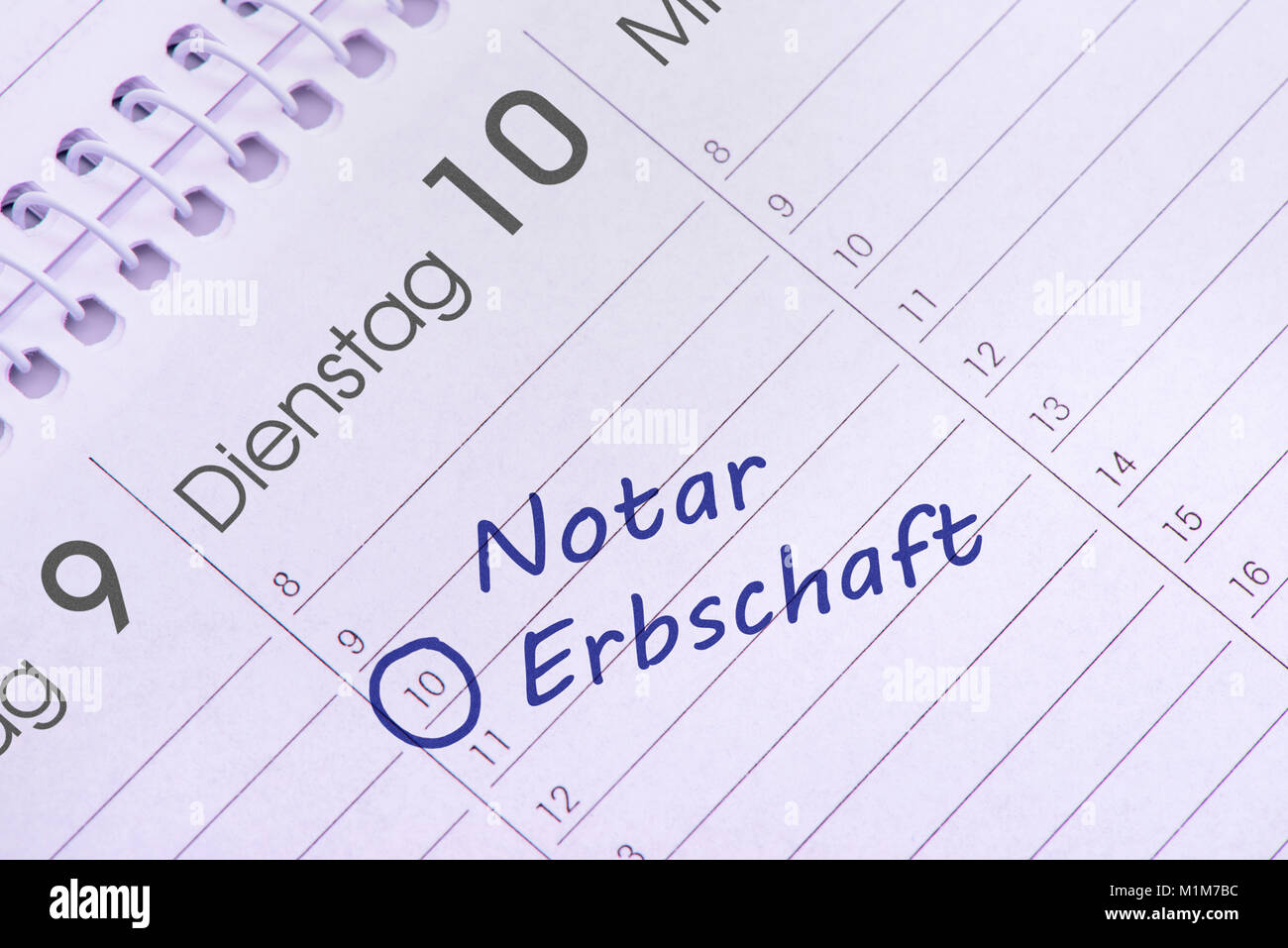 Notar  Termin im Kalender Stock Photo