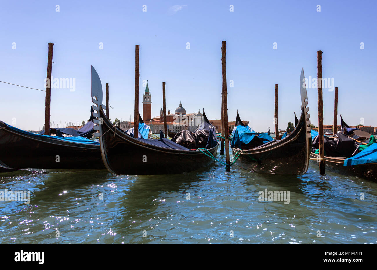 attached the gondolas closeup in Venice,Italy Stock Photo Alamy