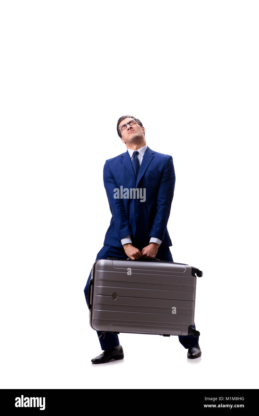 Young businessman with suitcase isolated on white background Stock ...