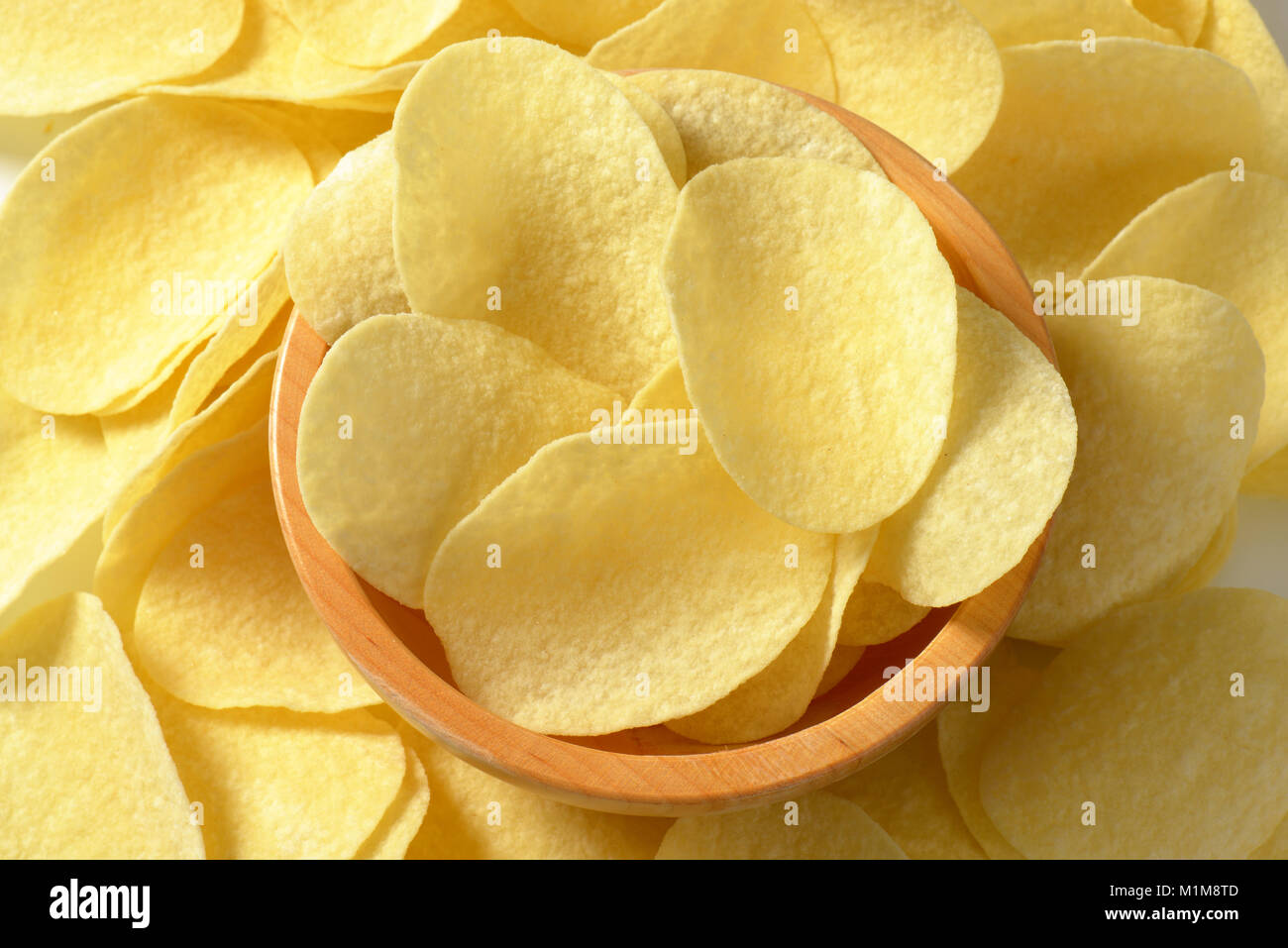 thin salted potato chips (crisps) full frame Stock Photo Alamy