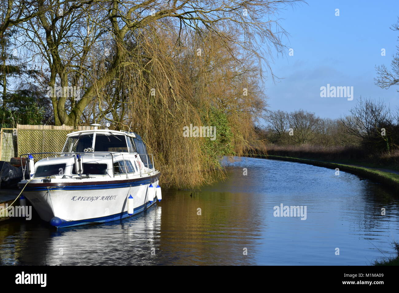 lancaster canal, preston with canal boat Stock Photo