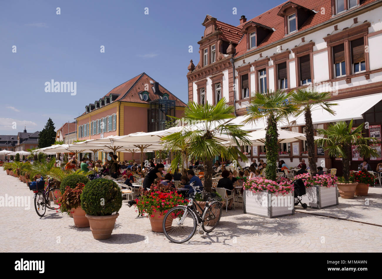 Cafe und Palais Hirsch, Schwetzingen, Baden-Wurttemberg, Germany, Europe Stock Photo