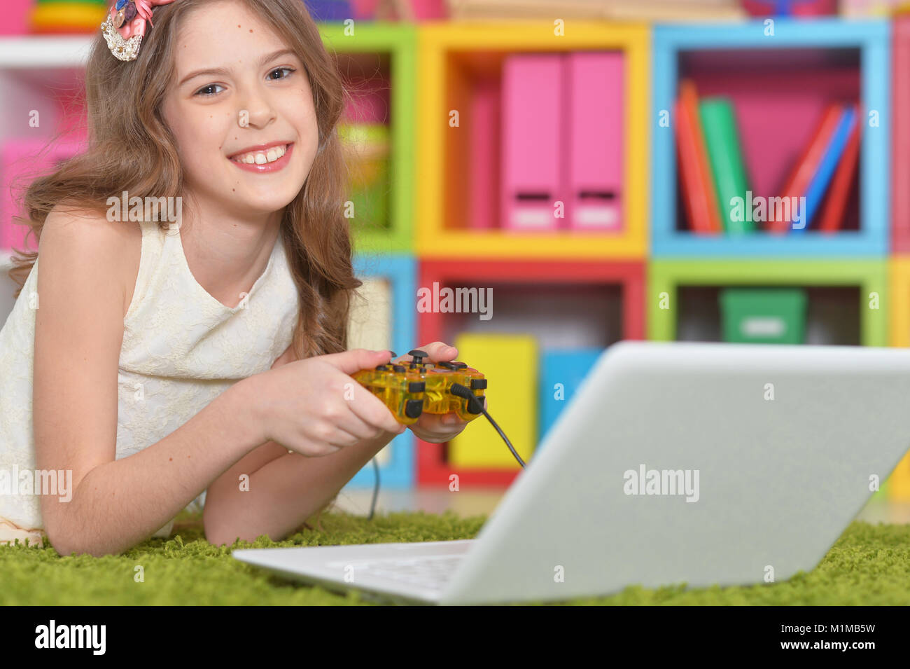 girl using modern laptop Stock Photo - Alamy