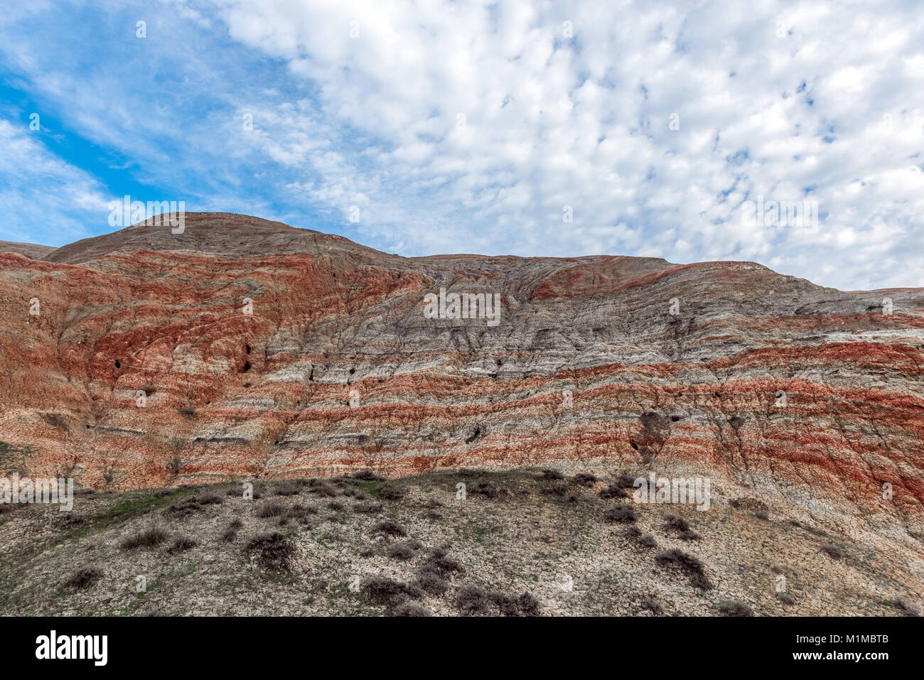 Amazing striped red mountains Stock Photo