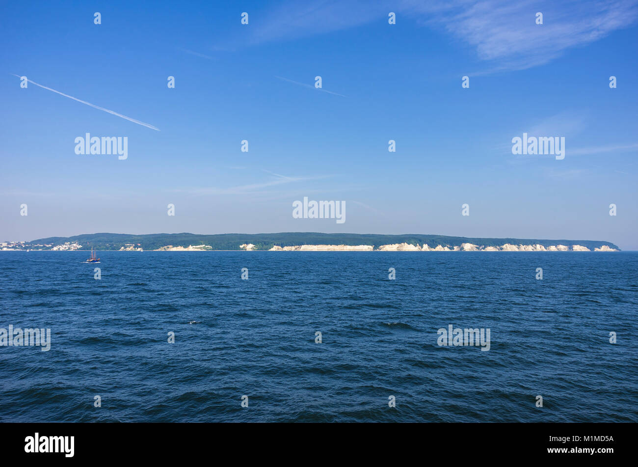 Coastscape of the Isle of Rügen, Mecklenburg-Pomerania, Germany, as see from the open sea. Stock Photo