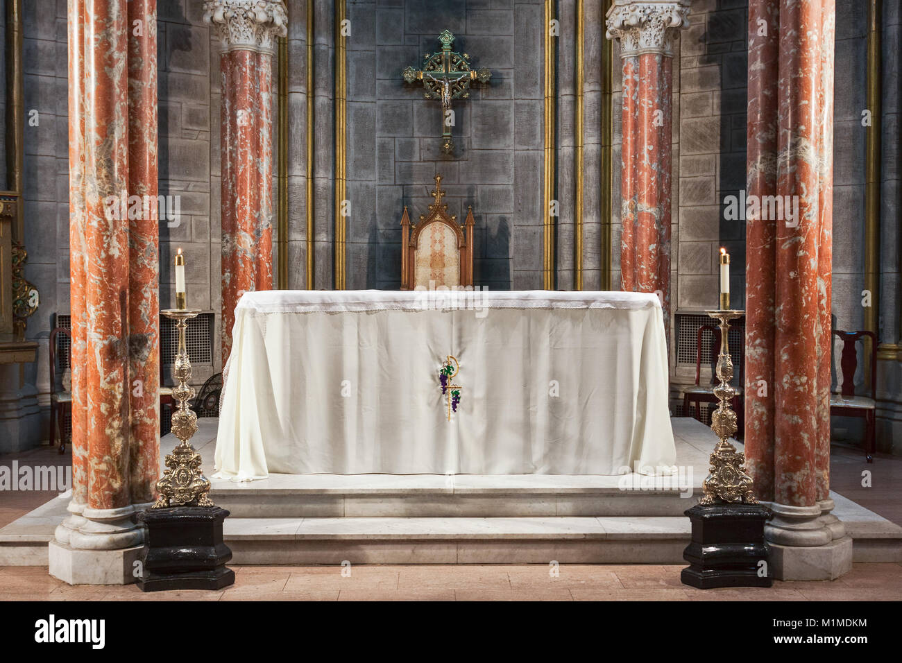 Inside of a church showing the altar. The church is Church of the