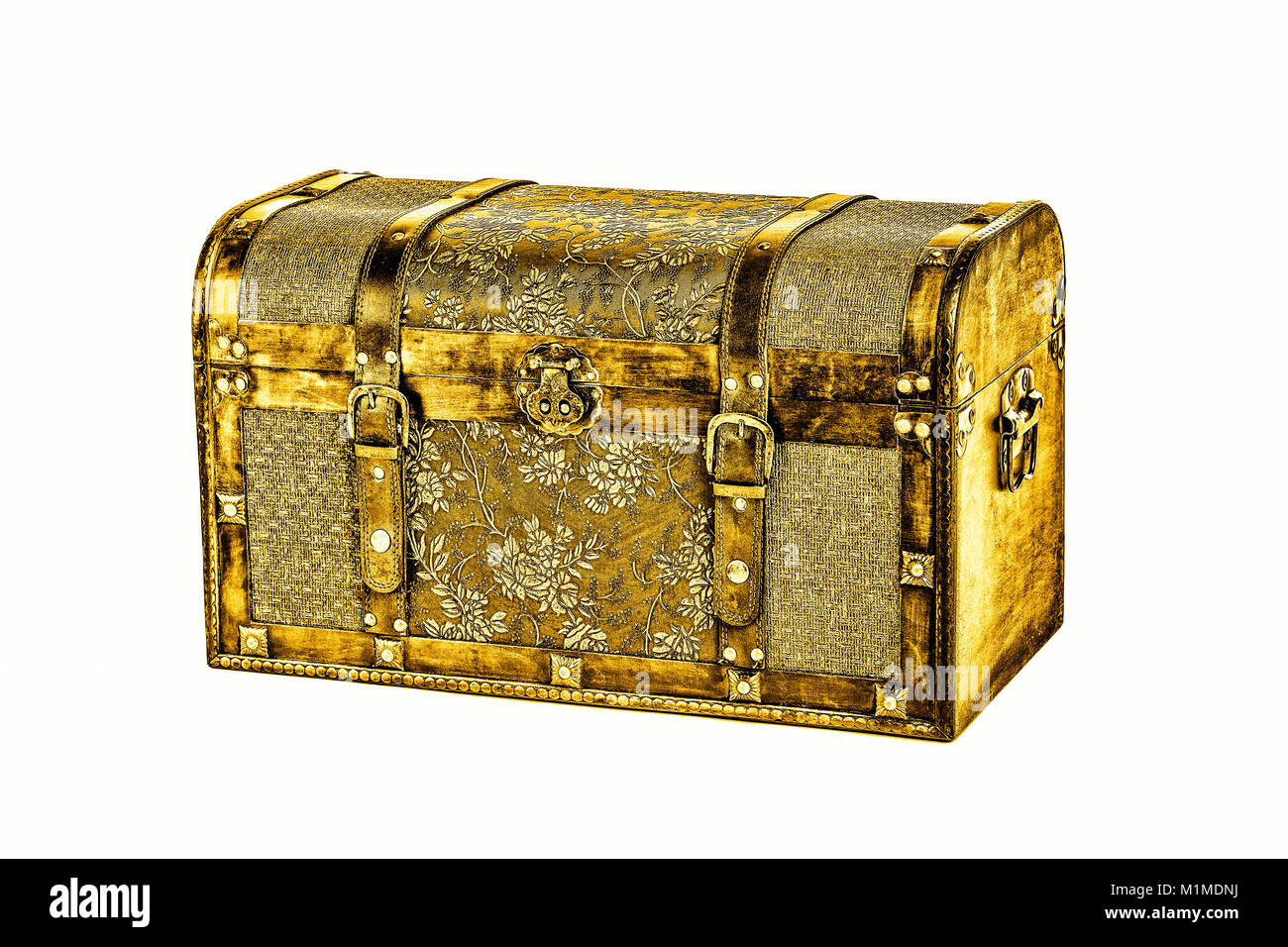 antique golden chest isolated on white Stock Photo - Alamy