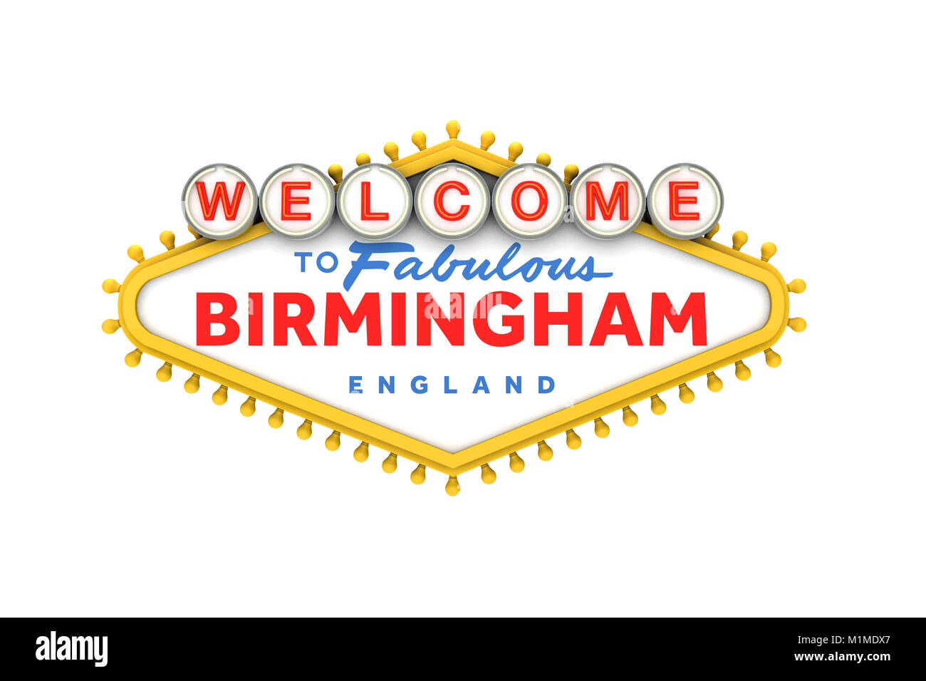 to Birmingham sign in classic las vegas style design . 3D