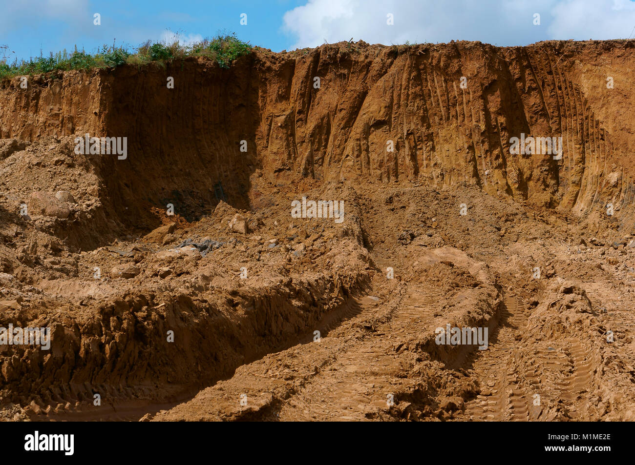 quarry sand, soil disturbance by extraction of minerals Stock Photo