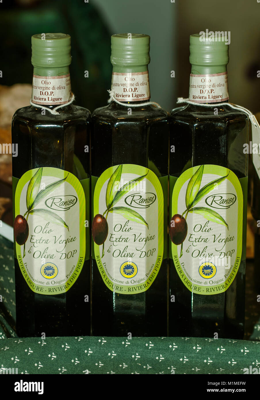 Italy Liguria Extra virgin olive oil Riviera dei Fiori Dop Stock Photo