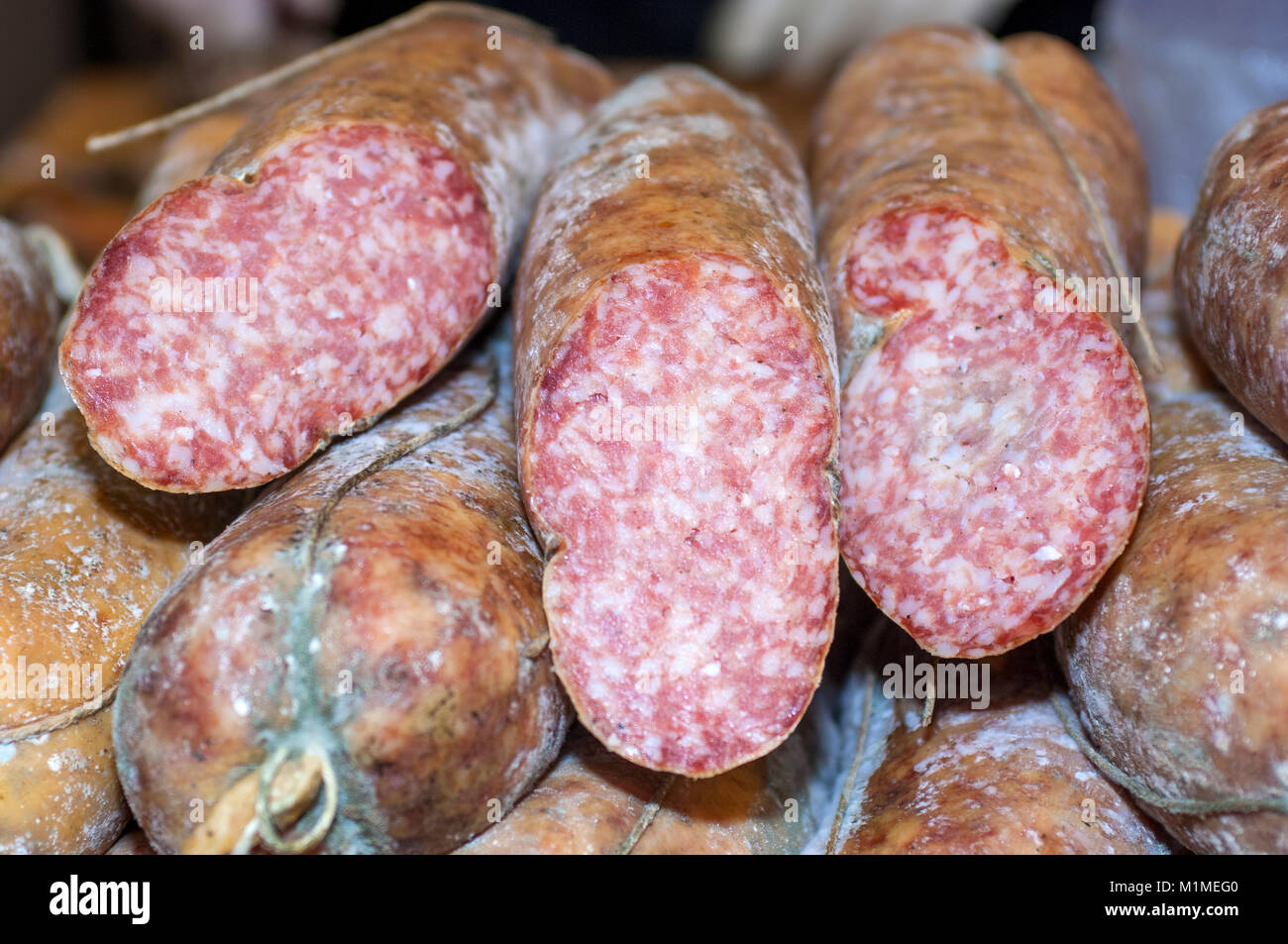 Italy Marche Ciauscolo Salami Stock Photo Alamy