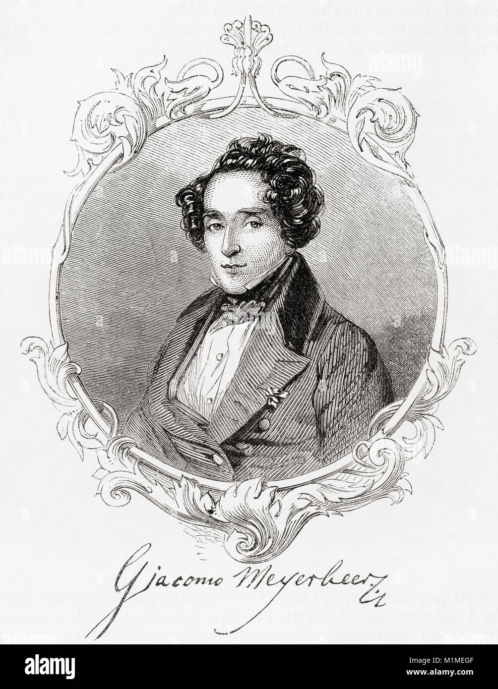 Giacomo Meyerbeer, born Jacob Liebmann Beer, 1791 – 1864.  German opera composer.  From Ward and Lock's Illustrated History of the World, published c.1882. Stock Photo