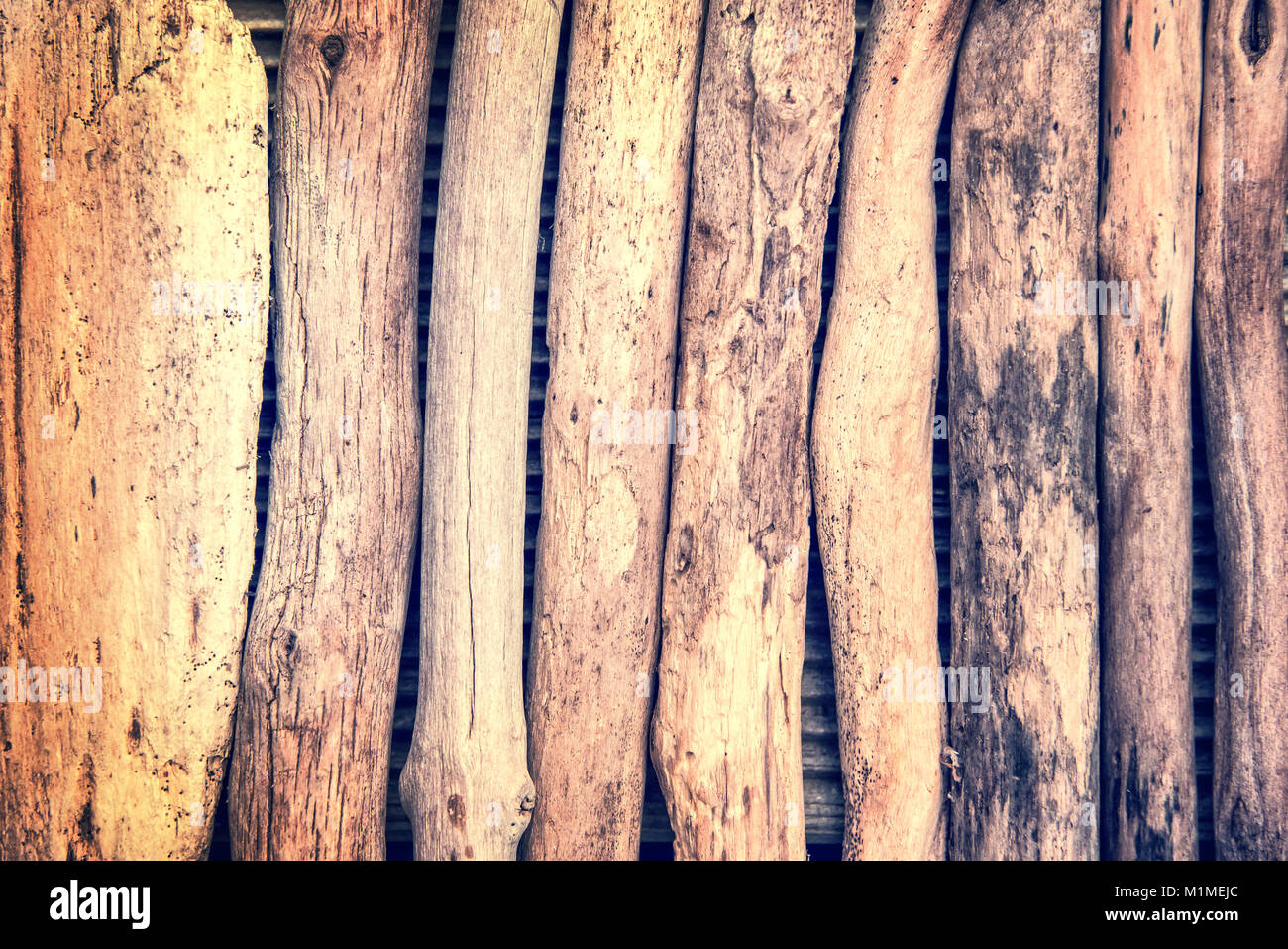 Old wood branches background, vintage process Stock Photo