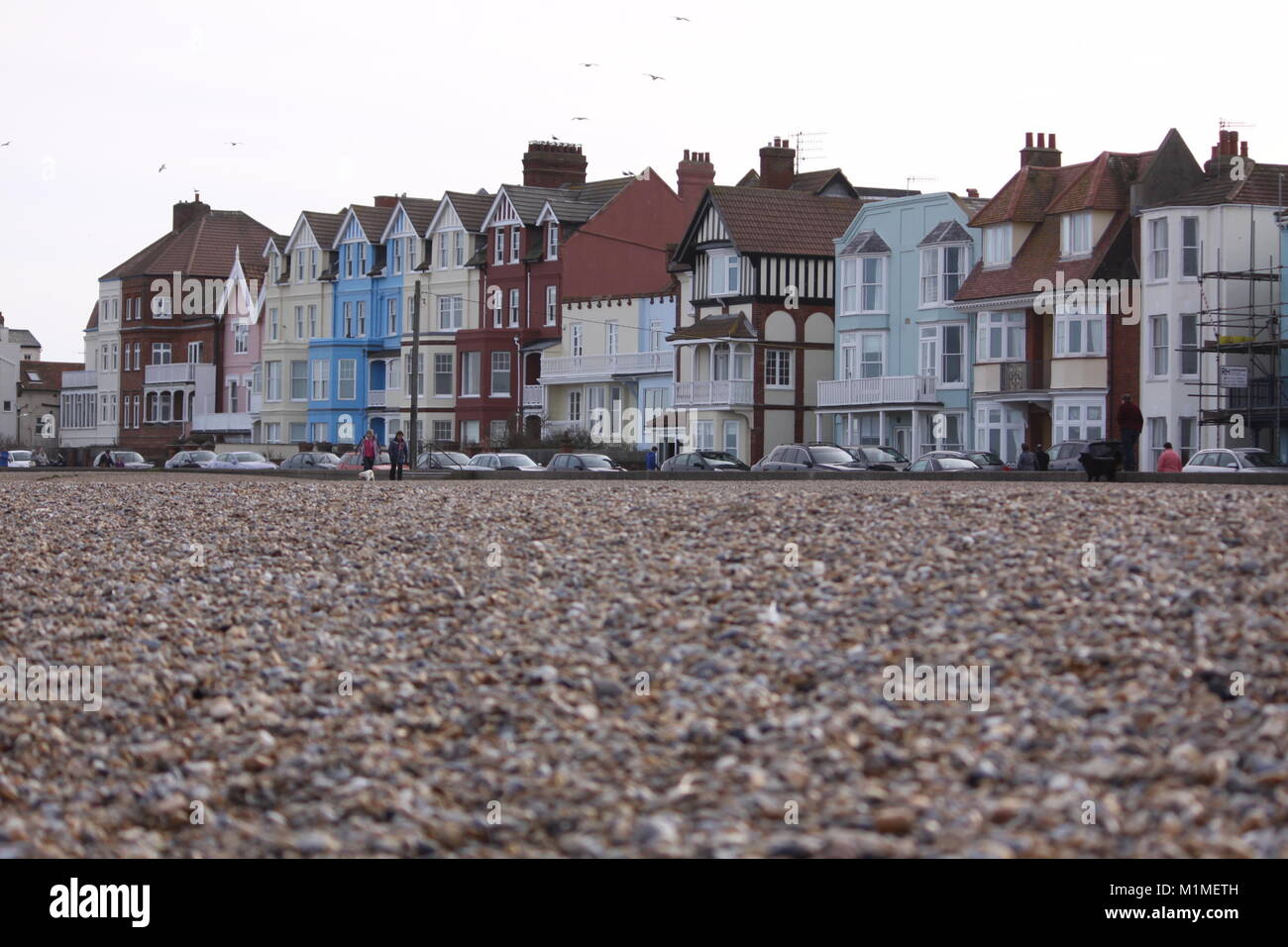 Seaside houses at sunset, Aldeburgh, Suffolk, England Stock Photo Alamy