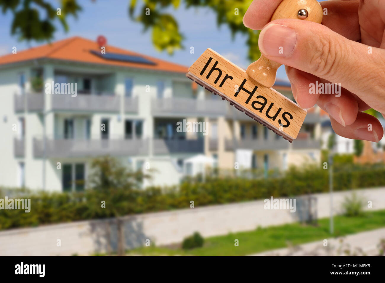 house for sale printed on rubber stamp Stock Photo