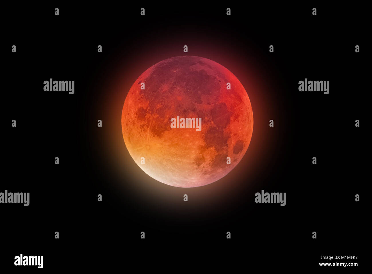 Super Bloody Moon red-orange glow Stock Photo