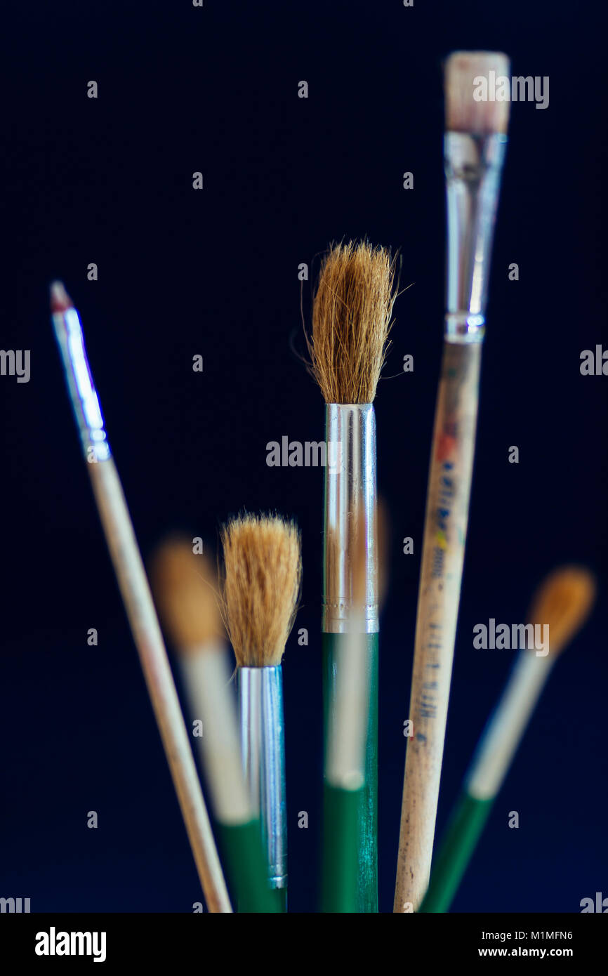 Closeup Of Colorful Paint Brushes Stock Photo Alamy