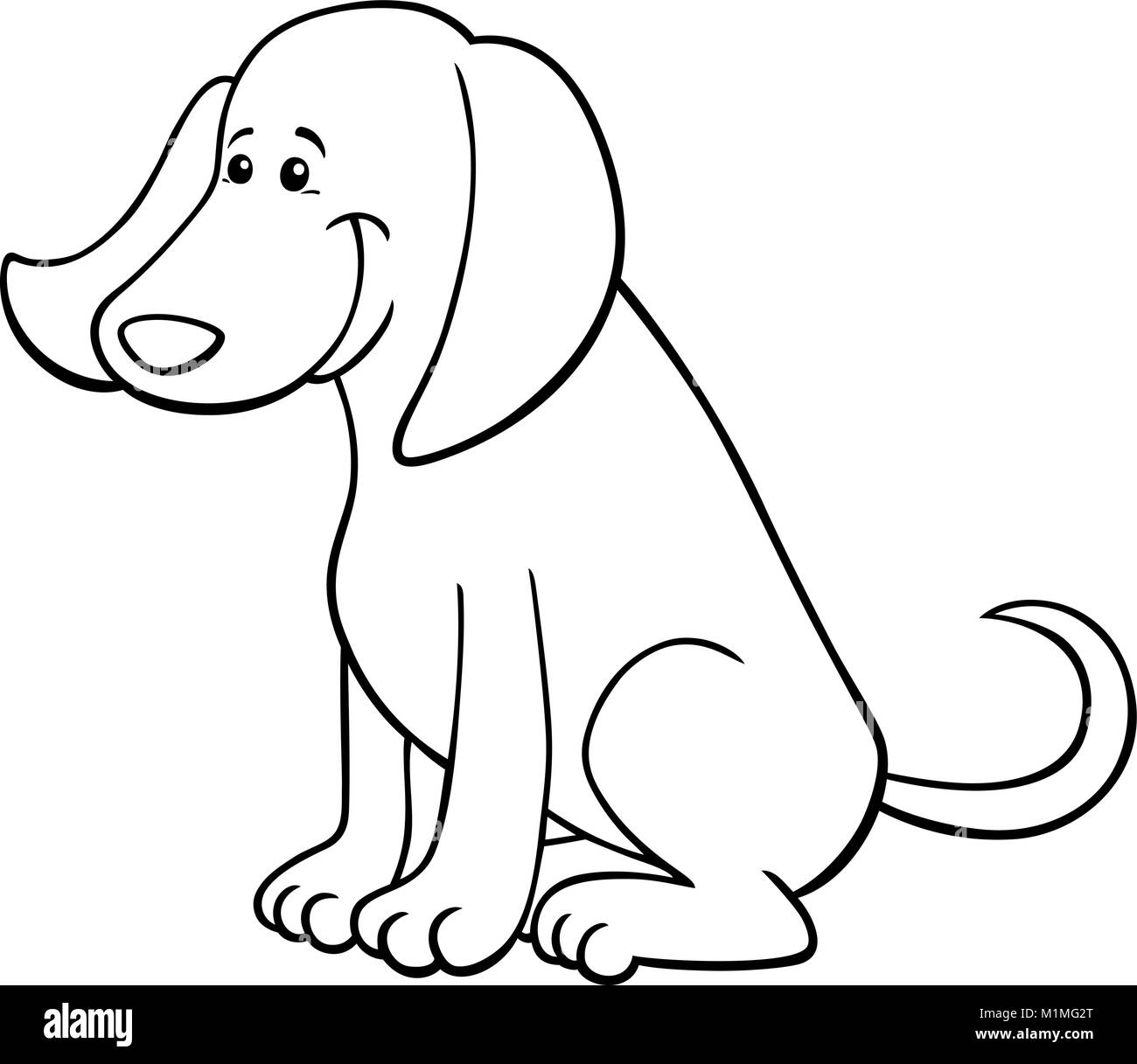 Black and White Cartoon Illustration of Cute Happy Dog Animal Comic ...