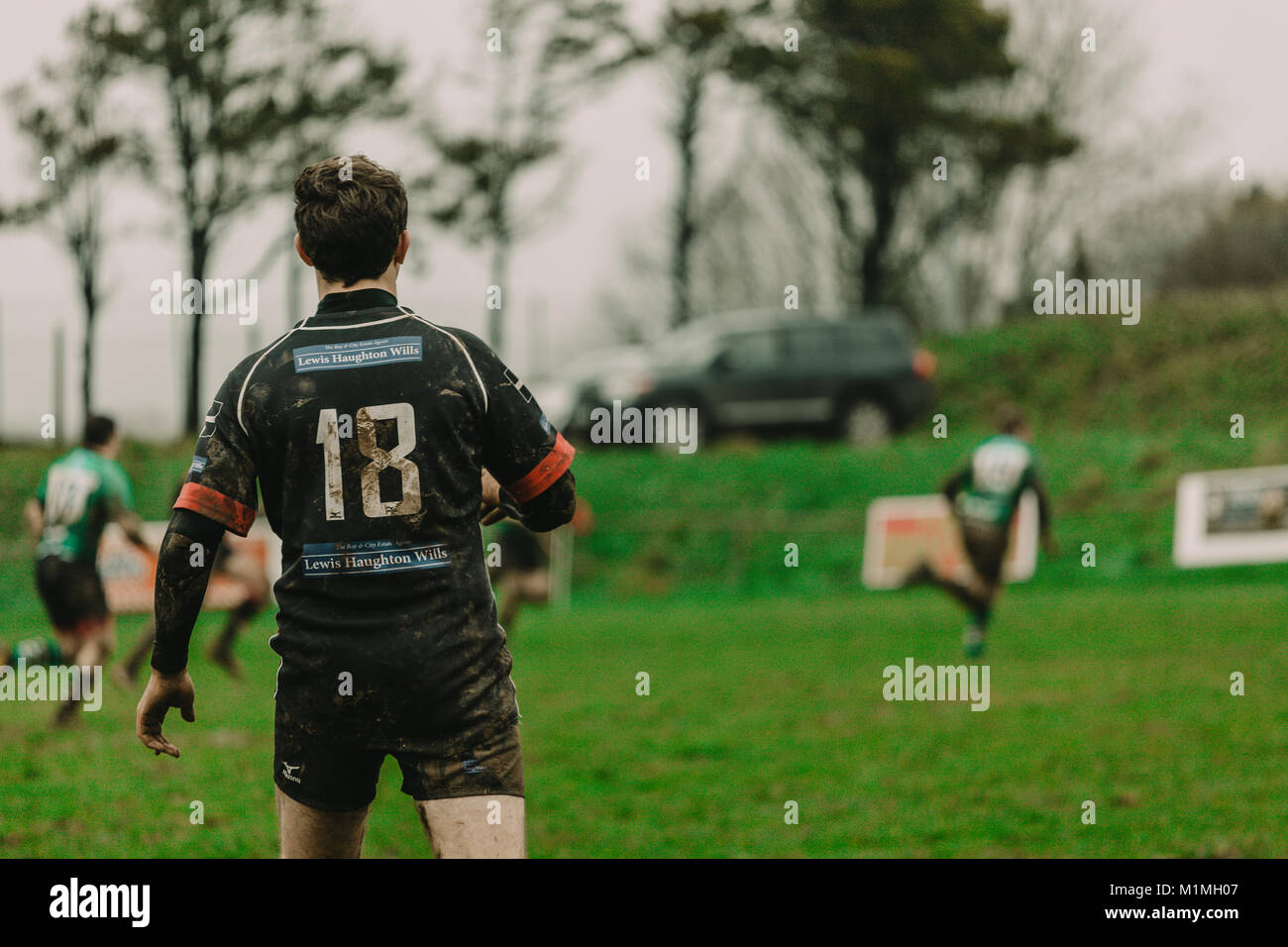 Penryn RFC vs Hayle RFC at The Memorial Stadium, Penryn, Cornwall, UK, 27th January 2018 Stock Photo