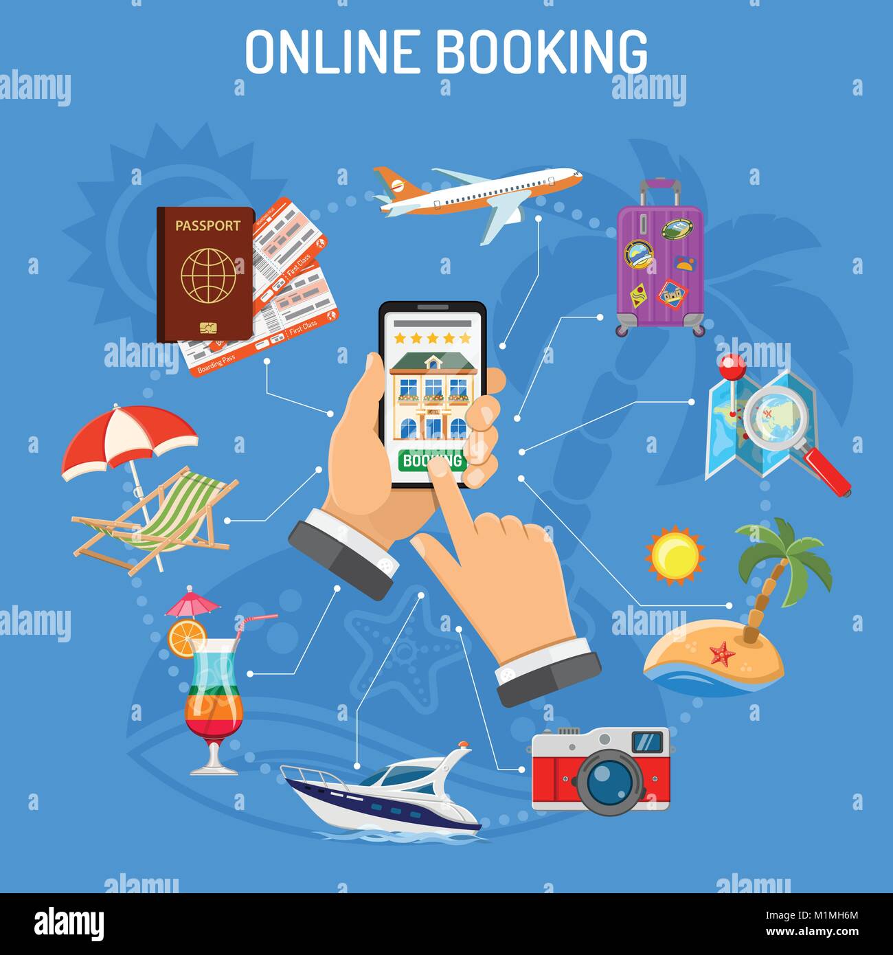 Online Booking Hotel Stock Vector