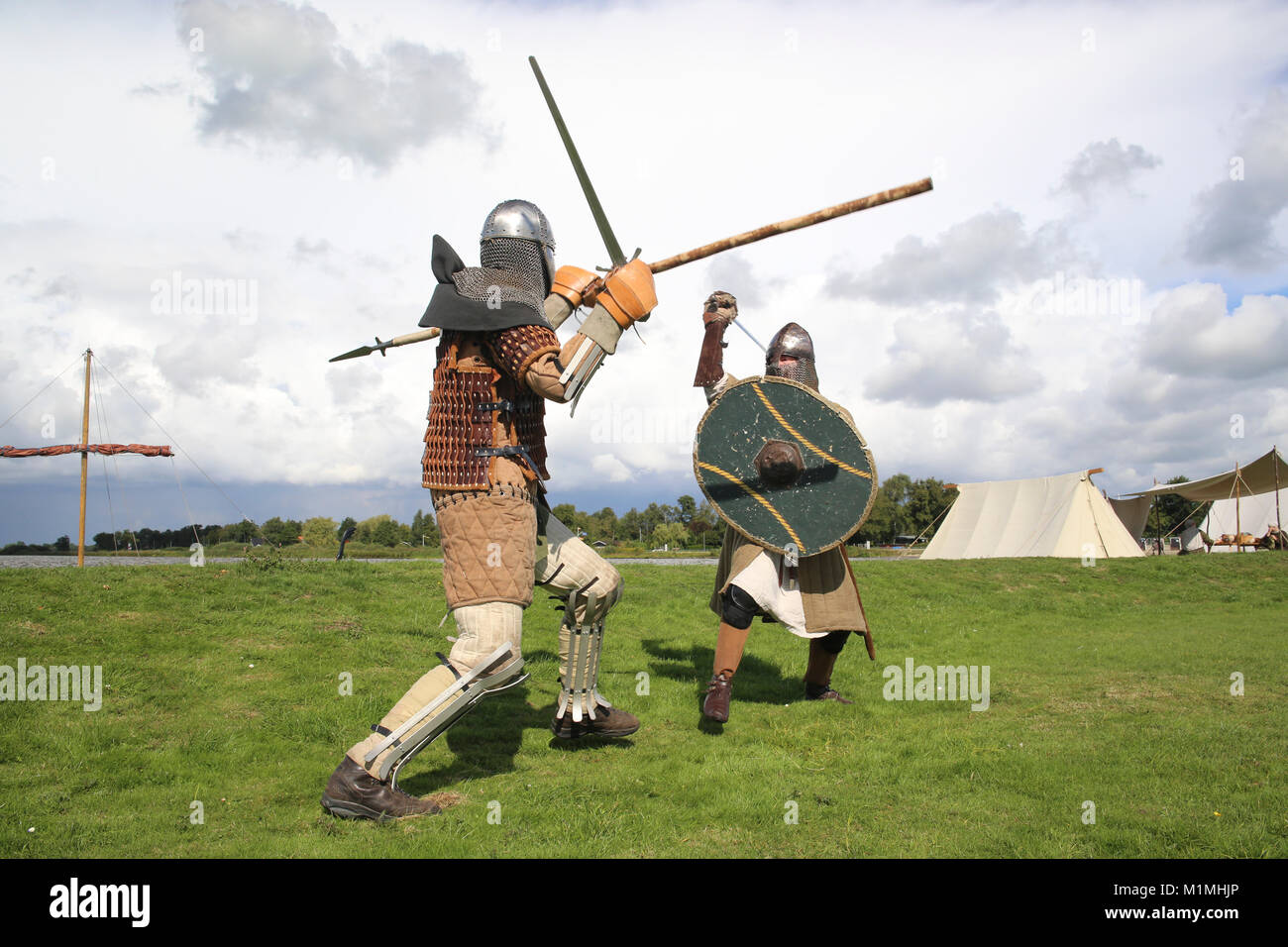 viking fight on the water Stock Photo