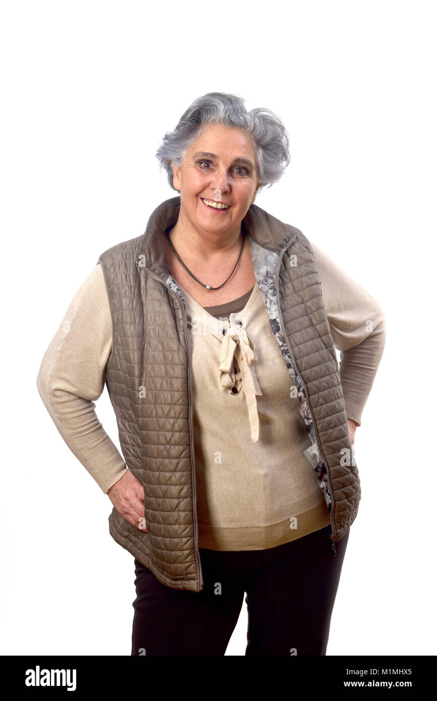 portrait of a senior woman on white background Stock Photo - Alamy