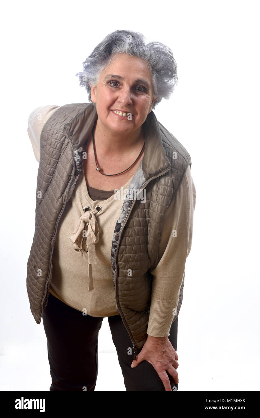portrait of a senior woman on white background Stock Photo - Alamy