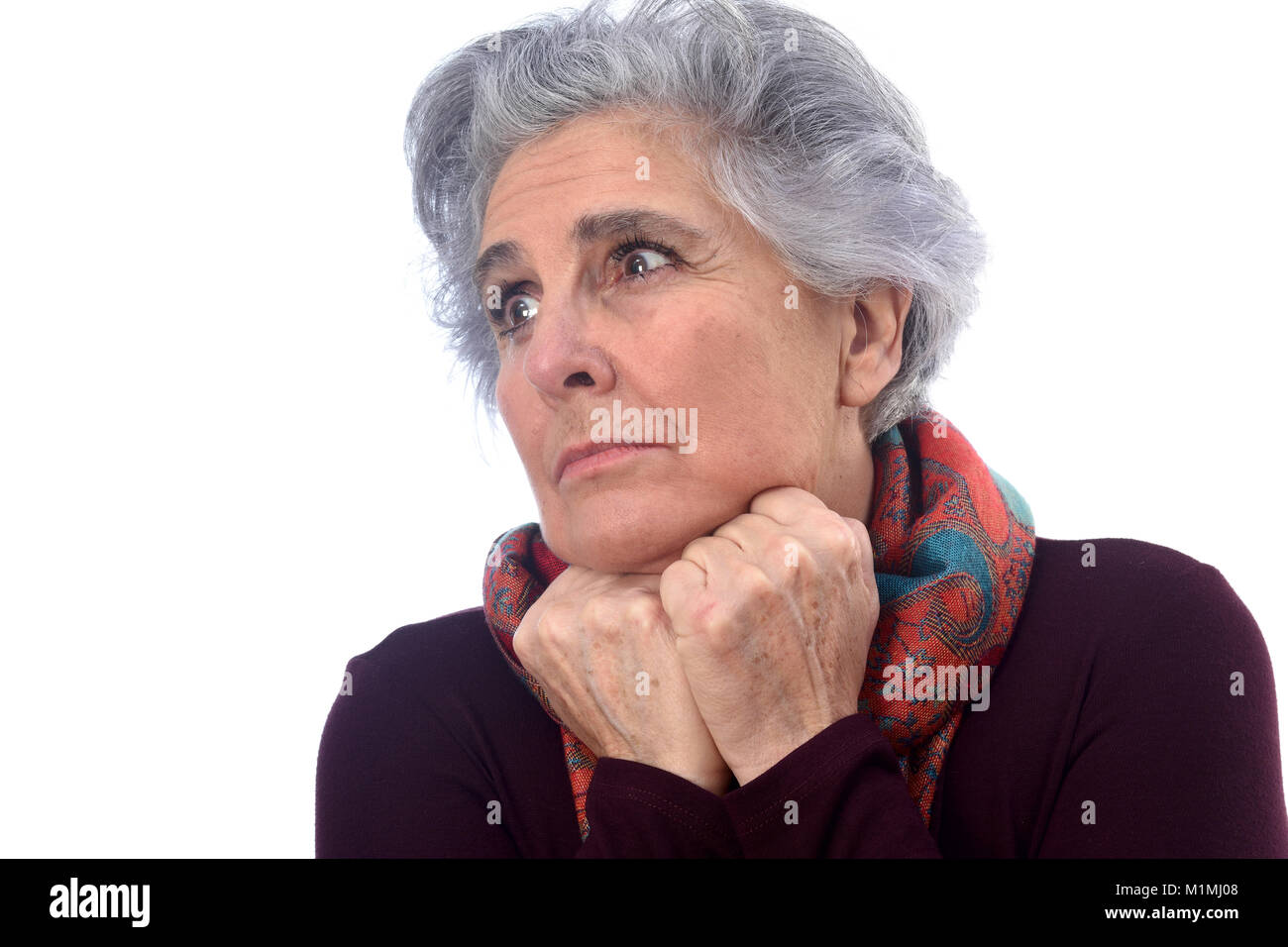 portrait of senior woman on white background Stock Photo - Alamy