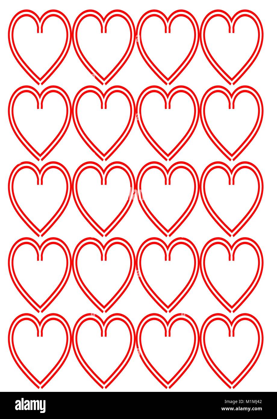 Red Heart Pattern On Plain White Background Stock Vector Image & Art