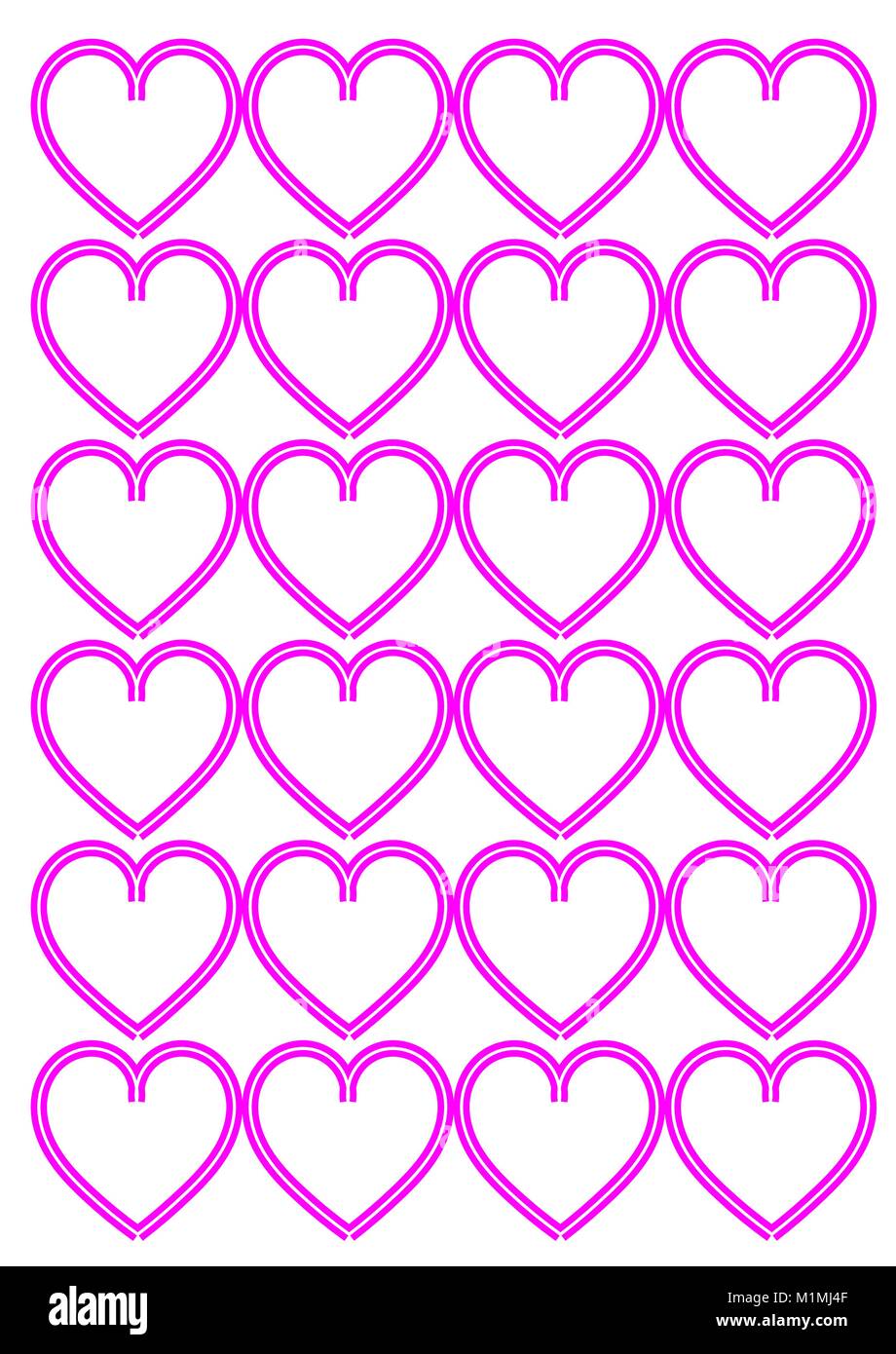 Pink Heart Pattern On White Background Stock Vector