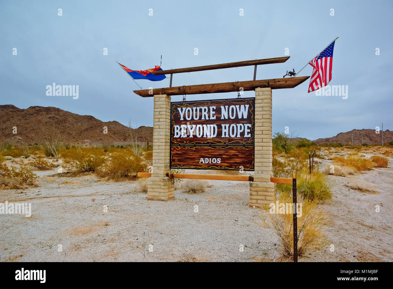 You're now beyond hope sign, Hope, La Paz, Arizona, USA Stock Photo
