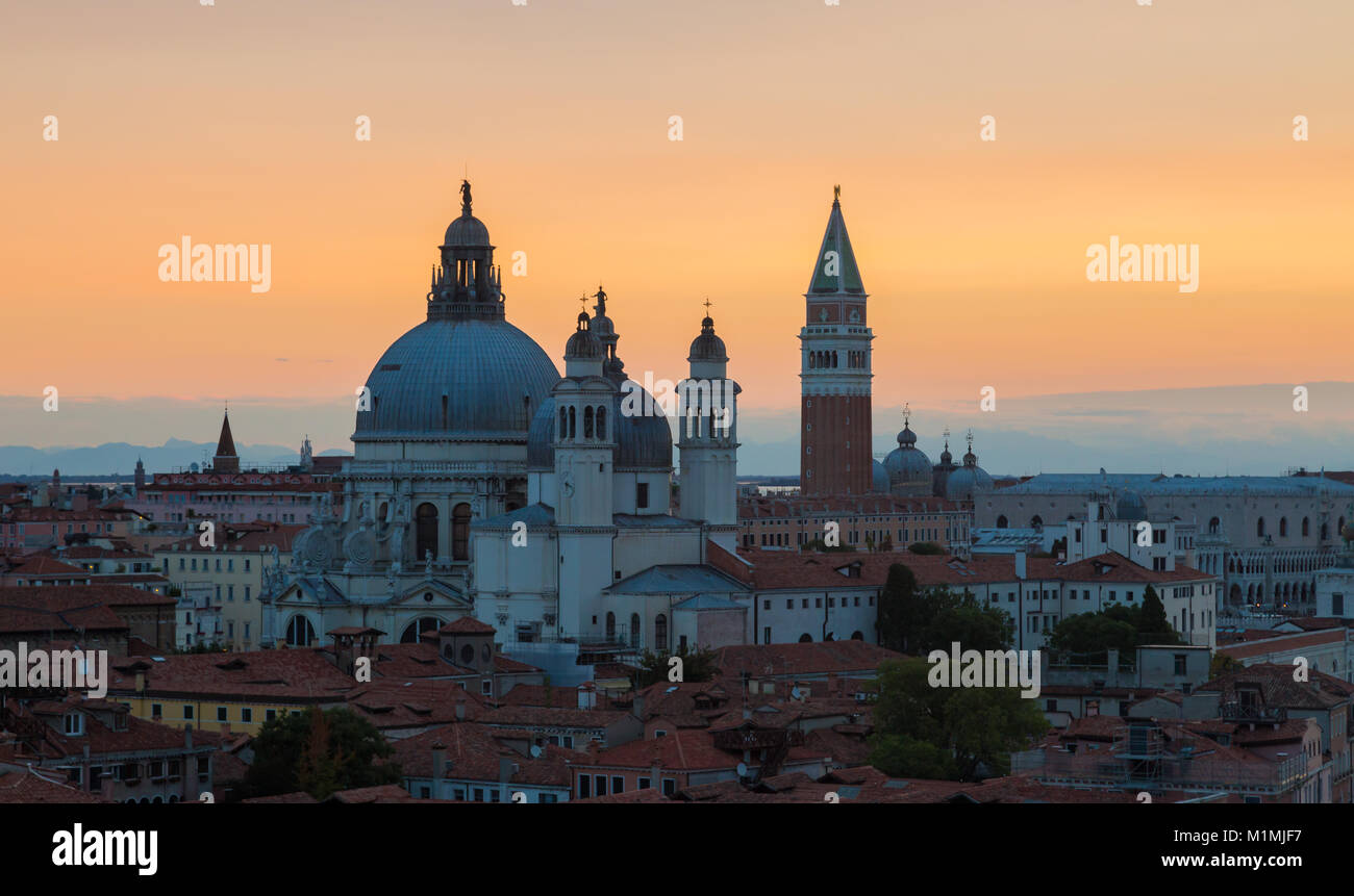 City skyline at sunrise, Venice, Italy Stock Photo