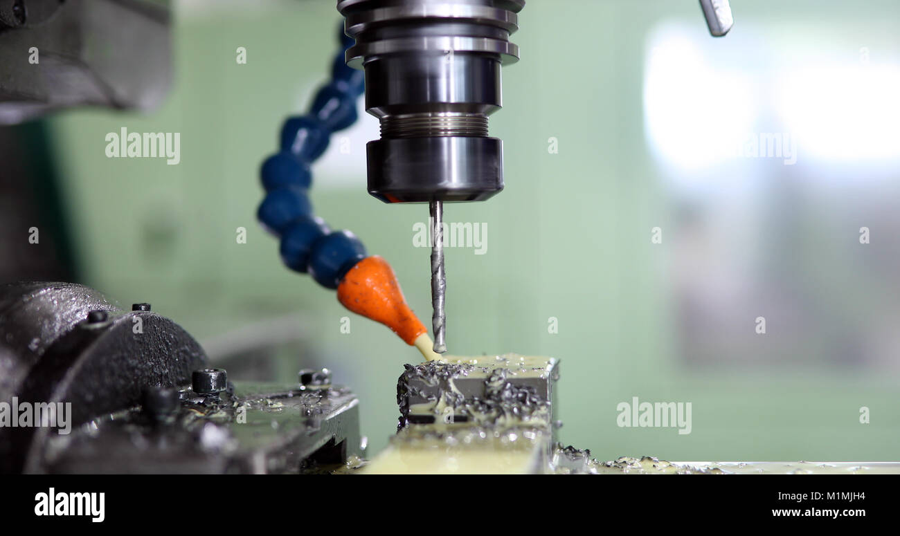 Cnc metal milling lathe machine in metal industry Stock Photo Alamy